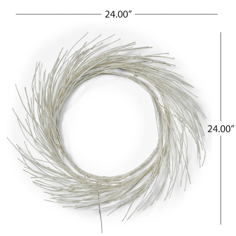 24" Paper Wreath With LED Lights - Natural
