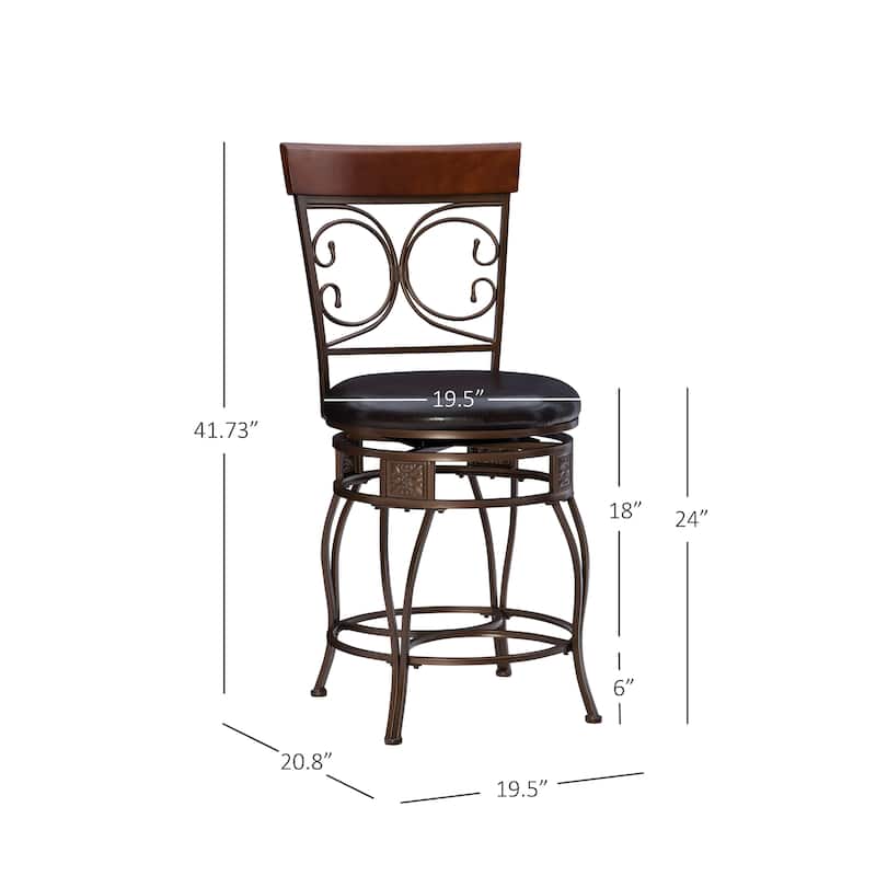 Onyx Big & Tall 360 Swivel Metal and Wood Scroll Counter Stool