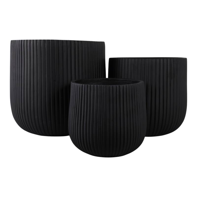 Polyresin Planter Carved Sculptural Design Minimalist Style (Set of 3)