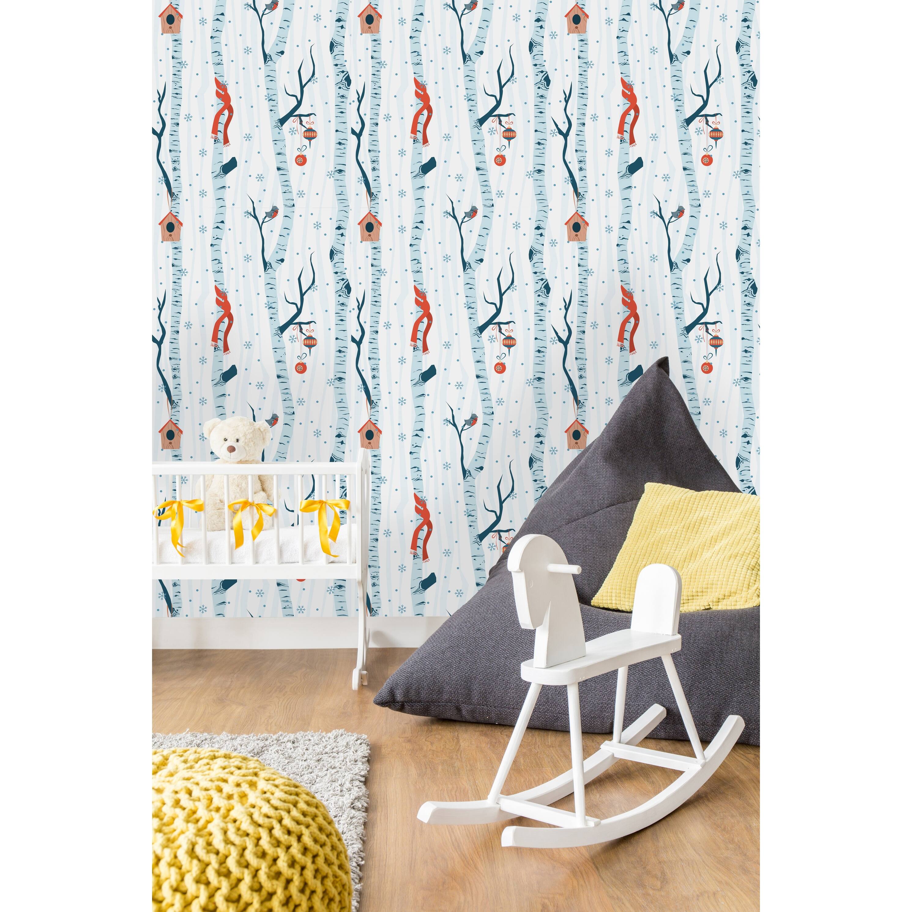 Blue Birch Tree Pattern Wallpaper Bed Bath & Beyond 32769684