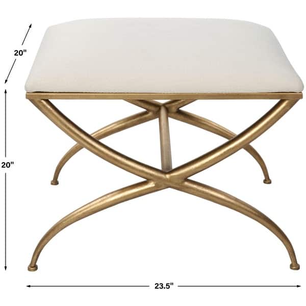 dimension image slide 0 of 2, Uttermost 2396-CROSSING-BENCH-SMALL Crossing 23-1/2" Wide Gold Framed