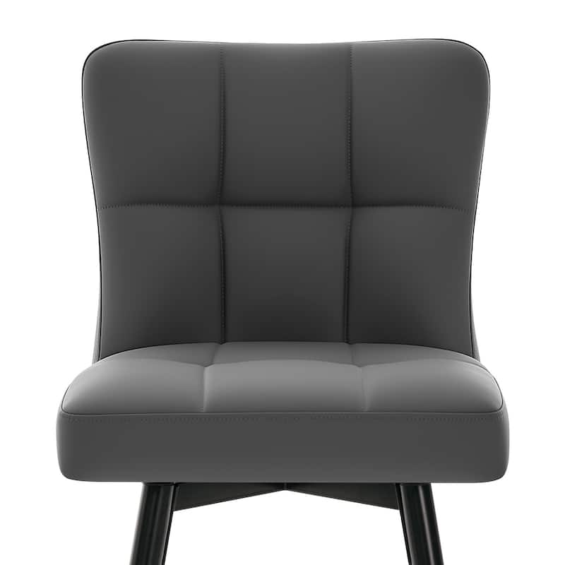 Faux Leather Swivel Counter Height Barstools Set of 2 with High Back - 38.98"H x 17.72"W x 21.26"D
