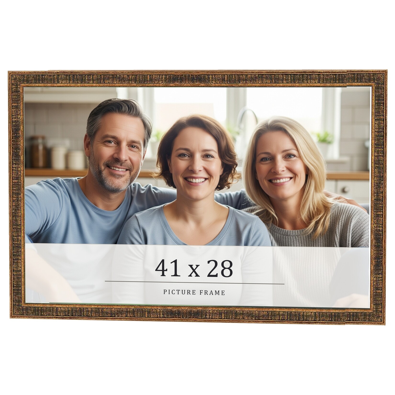 41x28 Frame Black Real Wood Picture Frame Kingsley Gold Distressed Photo Frame with UV Acrylic Foam Board Backing &