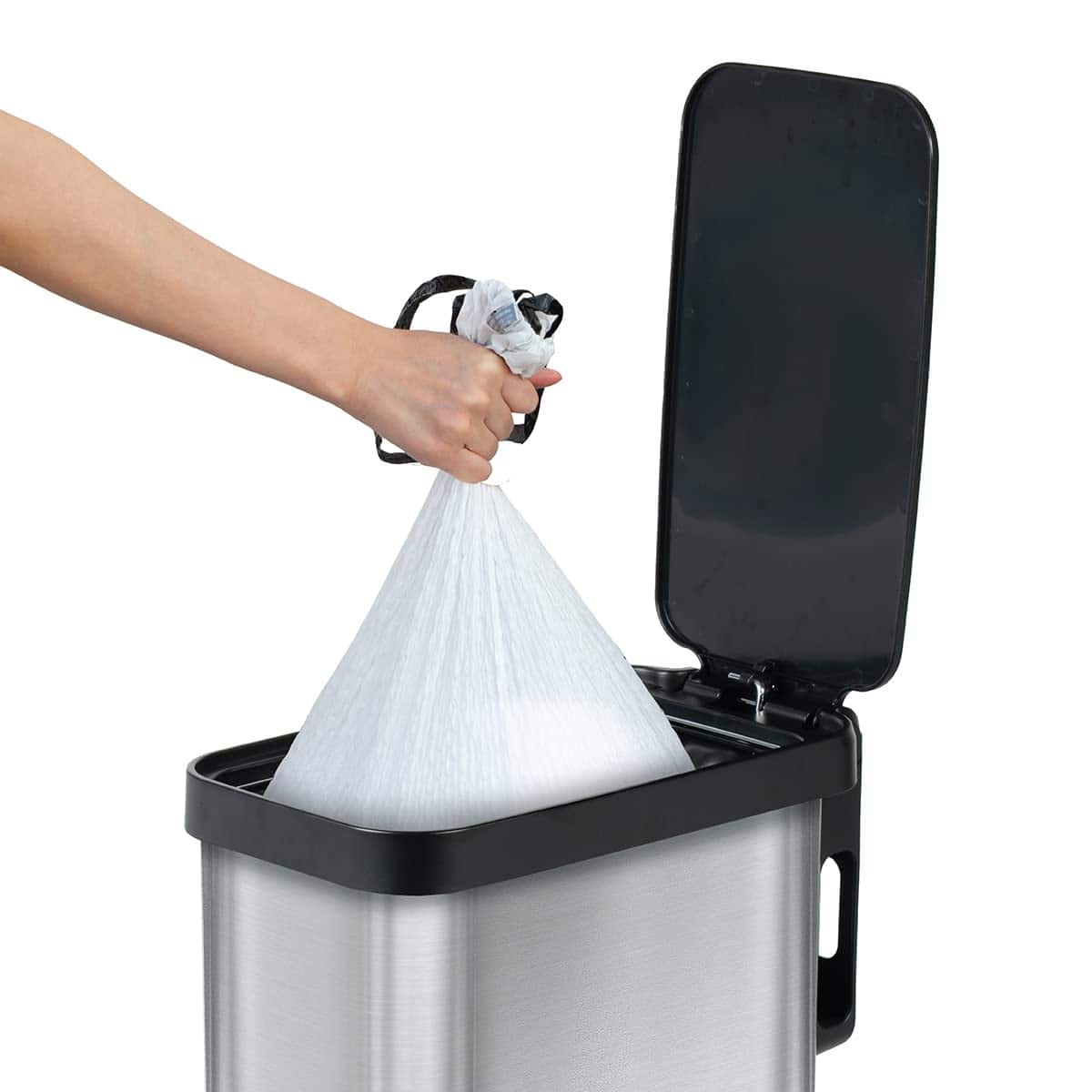 Slim Trash Can with Odor Protection, Kitchen Garbage Bin with Soft