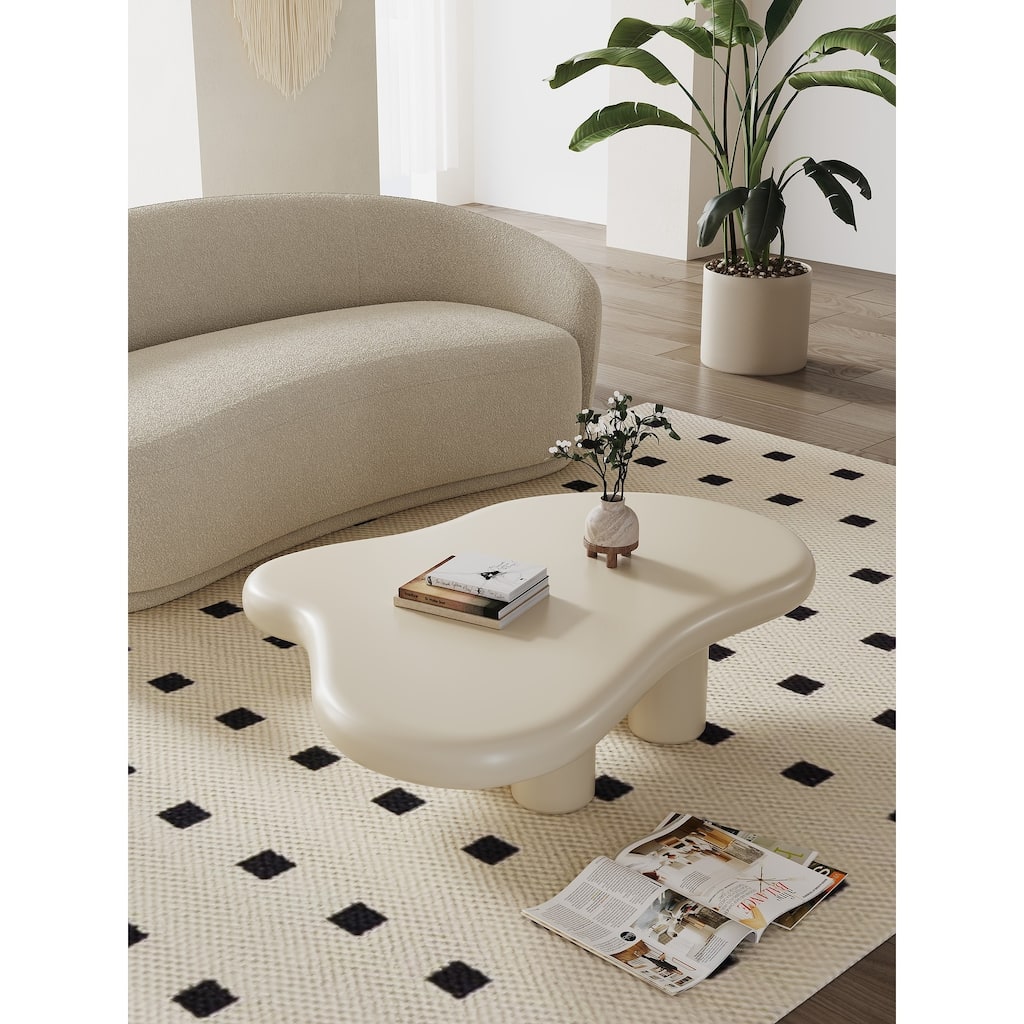 Modern Creamy White Irregular Cloud Coffee Table for Bedroom Living Room