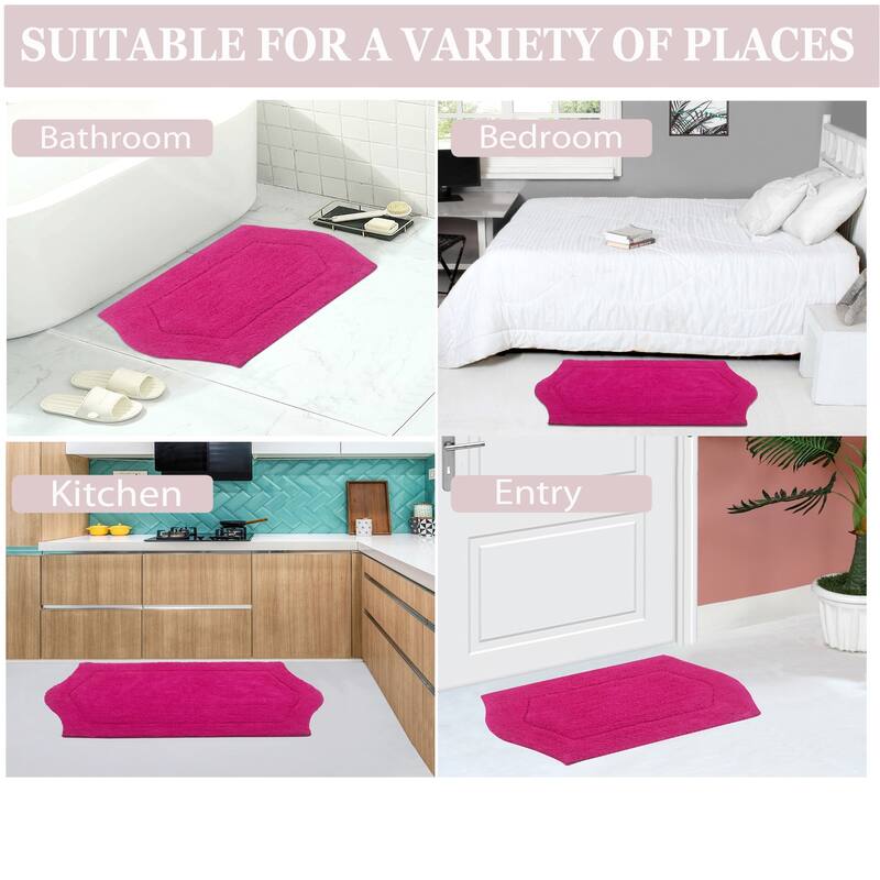 Waterford Collection 100% Cotton Non-Slip Bathroom Rug Set, Machine Washable Bath Rug, 5 Piece Bath Mat Set with Contour