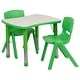preview thumbnail 3 of 11, 21.875"W x 26.625"L Rectangle Plastic Activity Table Set with 2 Chairs Green