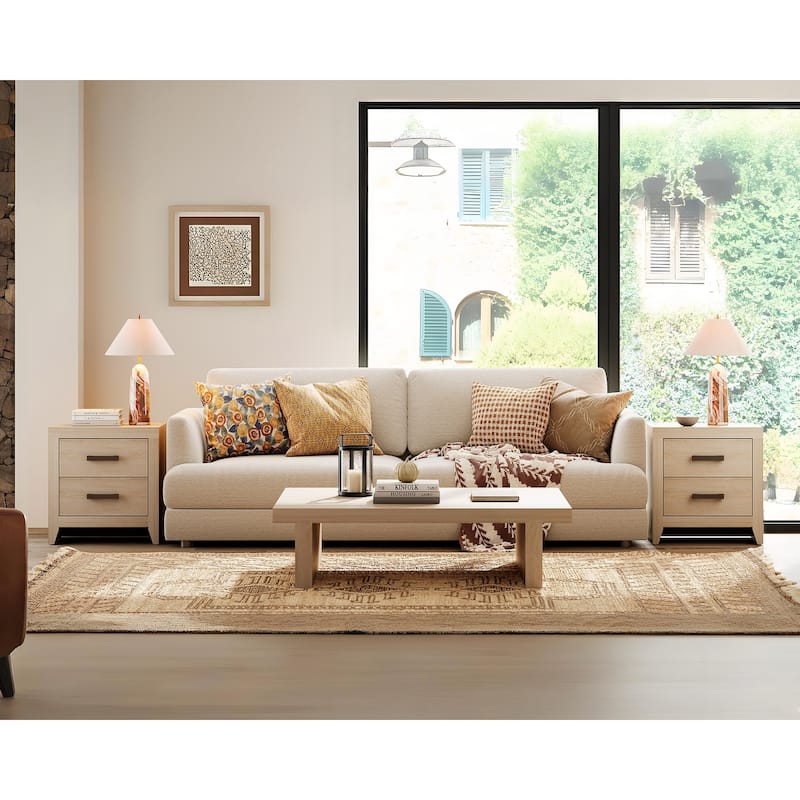 WAMPAT Farmhouse End Table with 2 Storage Drawers - Rustic Brown Accent Table for Bedroom & Living Room