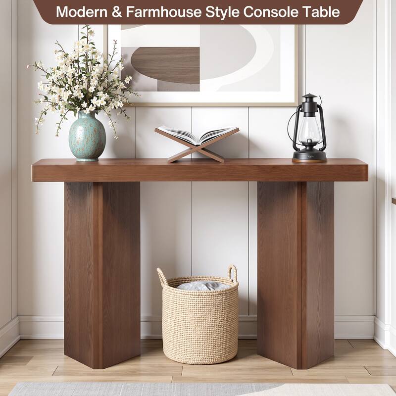 50" Modern Console Table Entryway Sofa Table with Solid Wood Veneer - 49.21"L x 13.78"W x 30.31"H