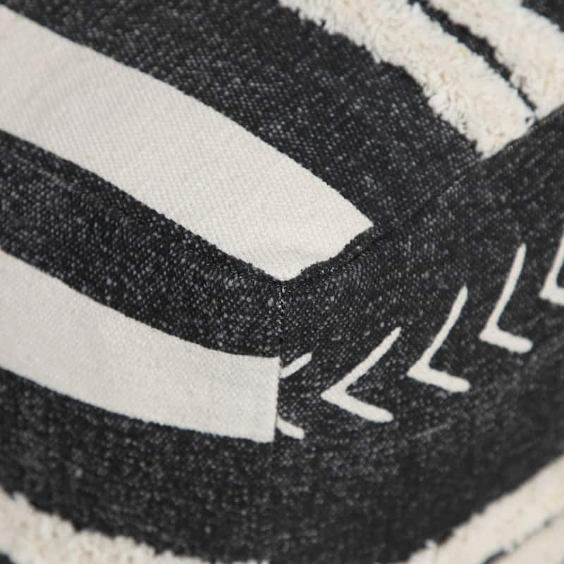 18" Black and White Chevron Stripe Square Pouf Ottoman