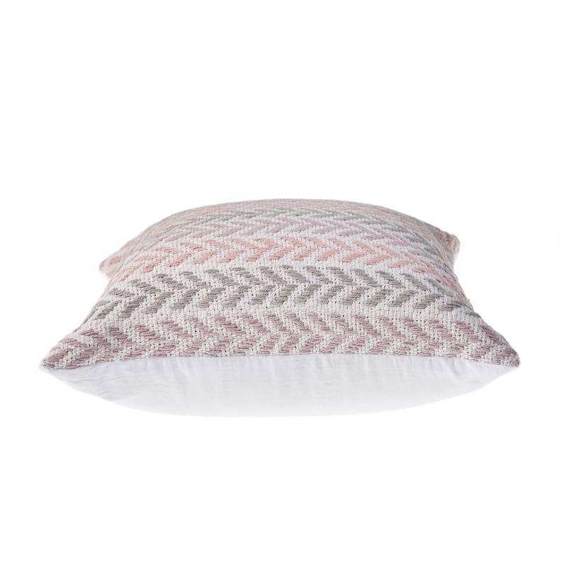 HomeRoots 18" X 18" Purple Pink Gray And White 100% Cotton Chevron Zippered Pillow