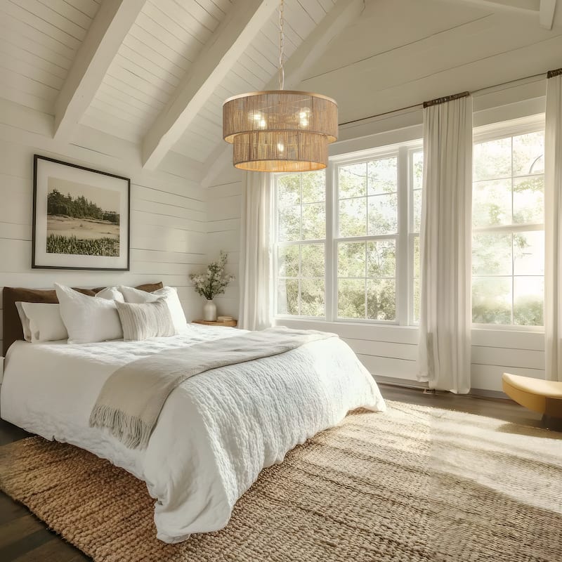 Starsky 5-Light Tiered Rattan Drum Pendant