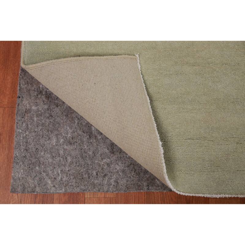 Hand Knotted Oriental 100% Wool Carpet Modern Solid Green Gabbeh Area Rug - 13' 0'' X 10' 3''