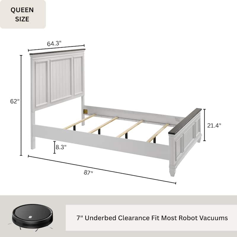 Roundhill Furniture Clelane Wood Bedroom Set with Bed, Dresser, Mirror, and Two Nightstands