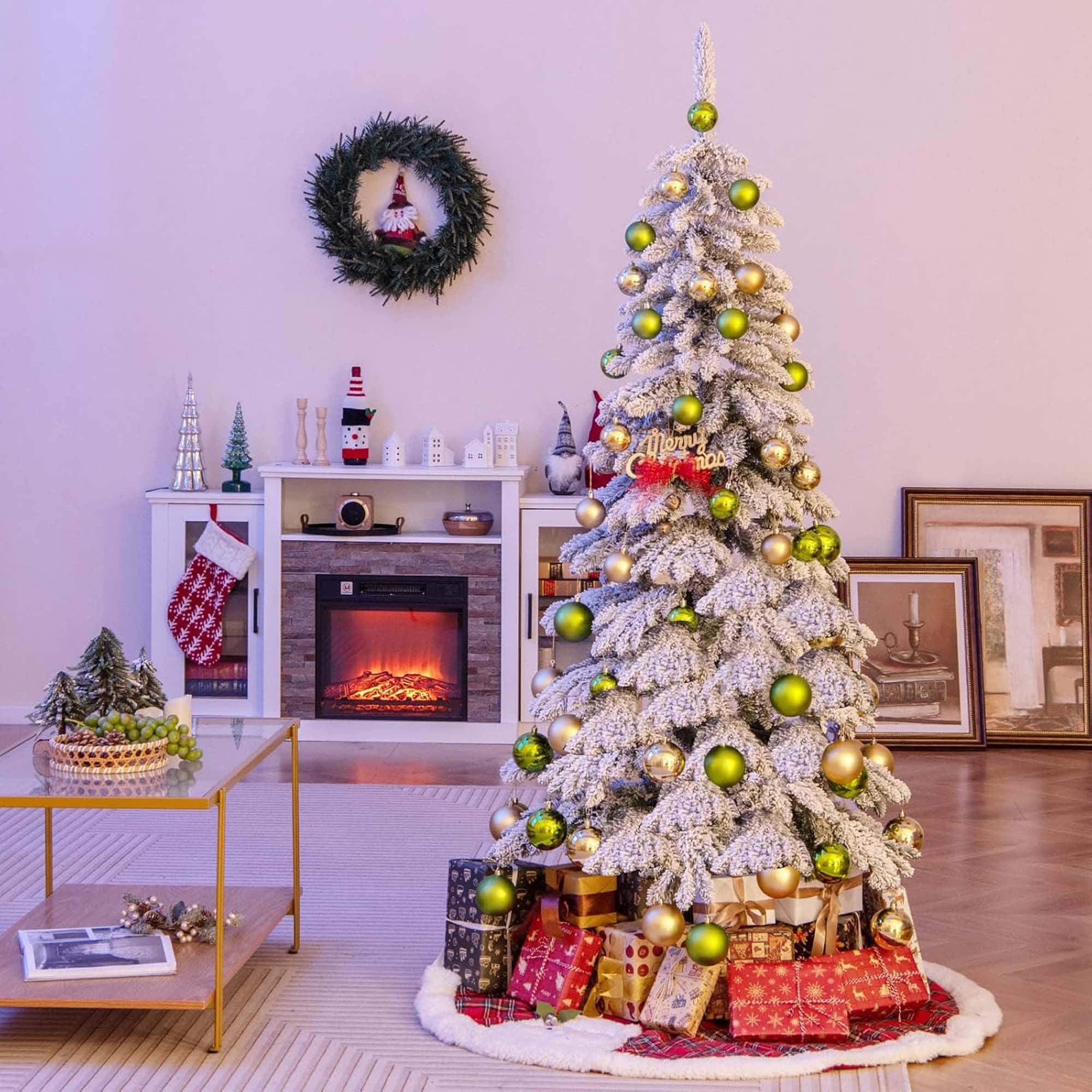 1/2 PCS 6FT Potted Artificial Christmas Tree Snow Flocked Xmas Tree - On  Sale - Bed Bath \u0026 Beyond - 41679881, image size:2000x2000