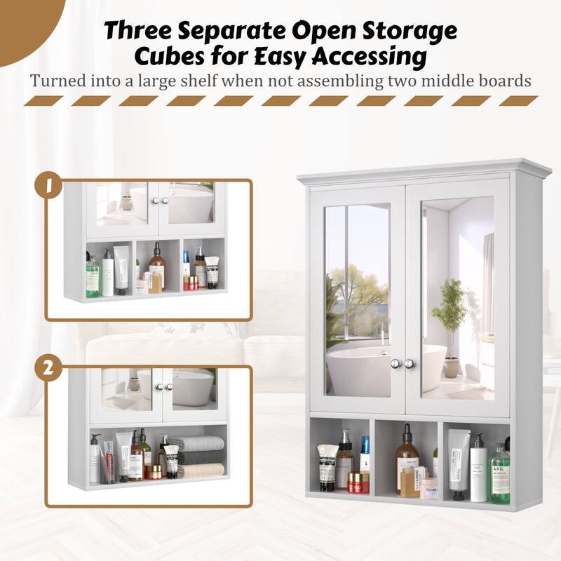 VEIKOUS Oversized Bathroom Medicine Cabinet Wall Mounted Storage with Mirrors