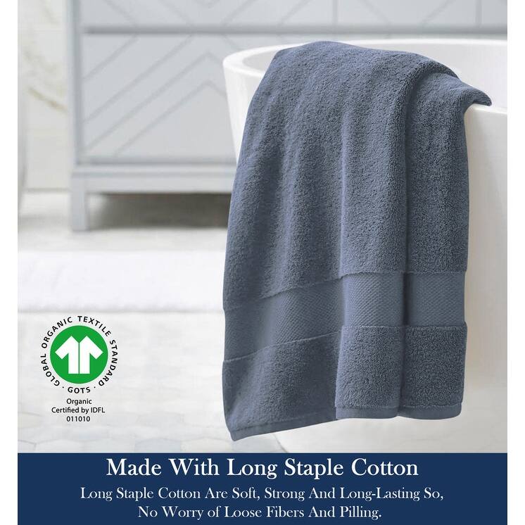Delara Organic Cotton Luxuriously Plush Bath Towel, GOTS & OEKO-TEX Certified, 650 GSM Long Staple, Quick Dry & Ultra-Absorbent