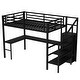 preview thumbnail 11 of 21, Full /Queen Size Metal Loft Bed with L-shaped Desk,USB,Wardrobe,LED