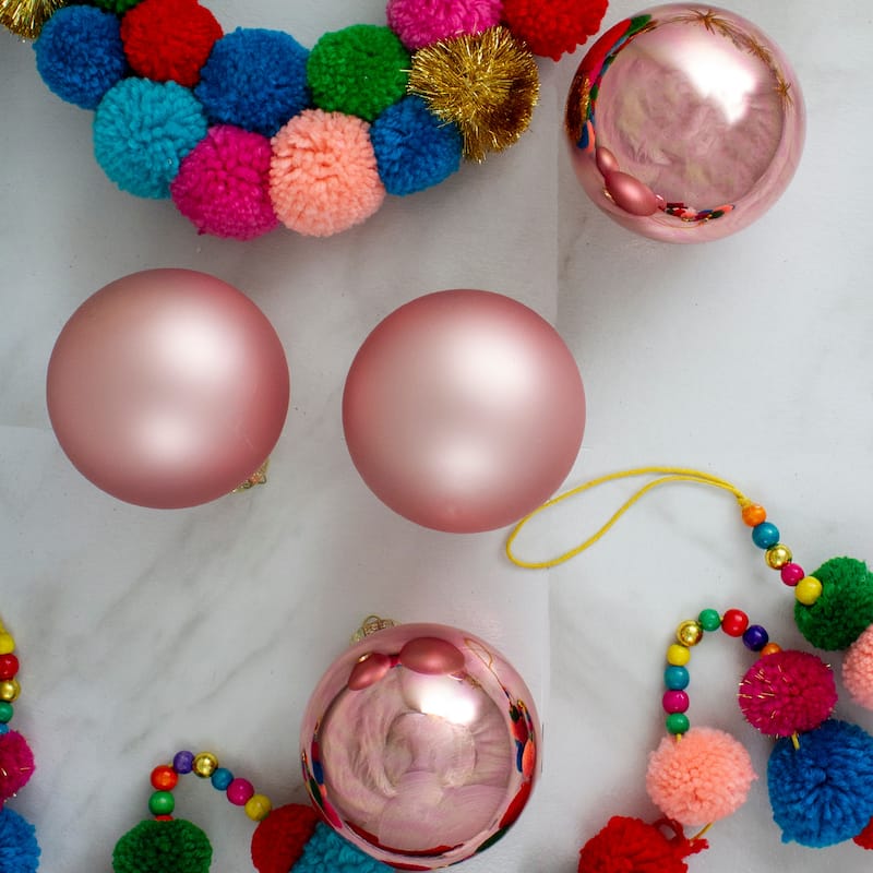 2-Finish Glass Christmas Ball Ornaments - 4" (100mm) - Rose Gold - 4ct