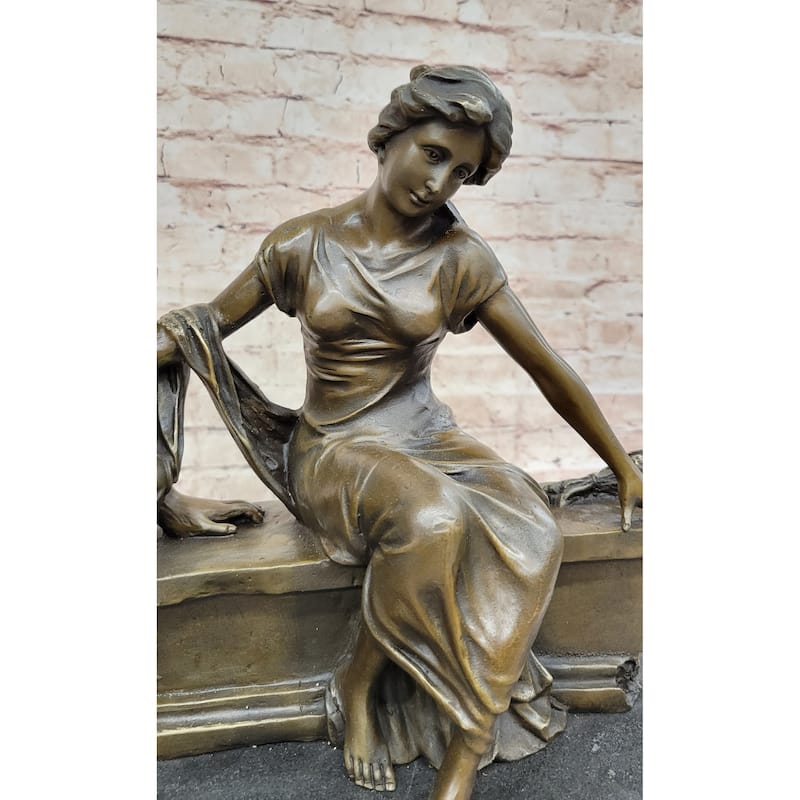 Lovers Romantic Couple Hand Kissing Bronze Statue Sculpture Figure On Marble Base 14 Inches X 16 Inches