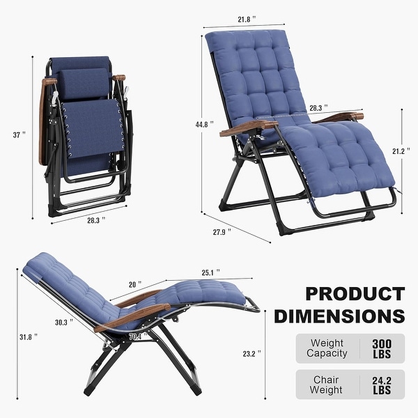 PURPLE LEAF Extra Wide Zero Gravity Reclining Chaise Lounge