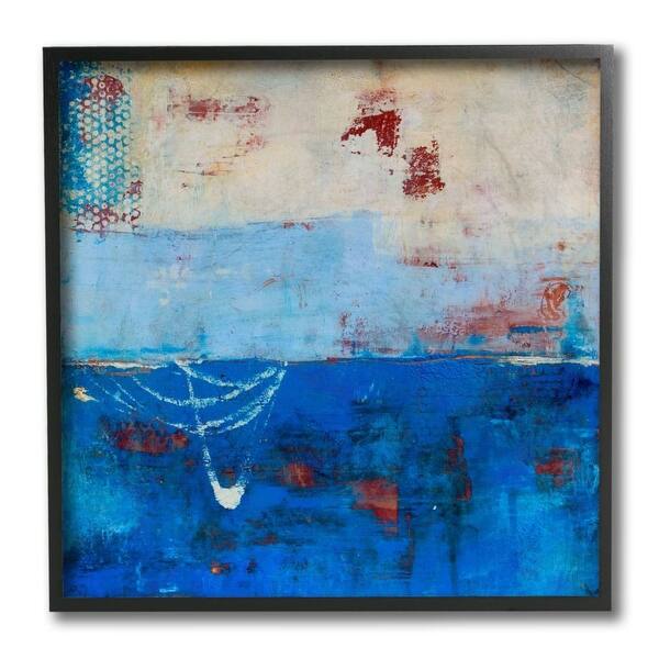 Stupell Industries Shades of Blue Color Block with Red ...