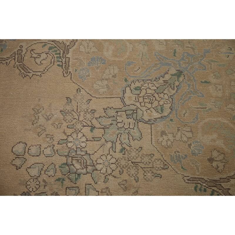 Brown Tabriz Persian Antique Area Rug Hand-knotted Wool Carpet - 9'6" x 12'9"