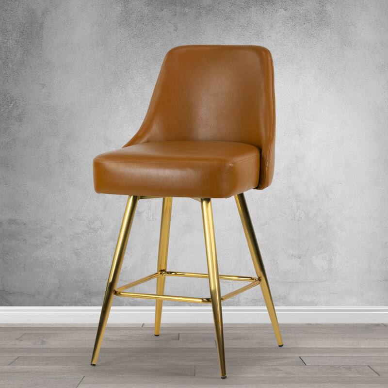 Set of 2 Auren Upholstered Stool with Golden Legs