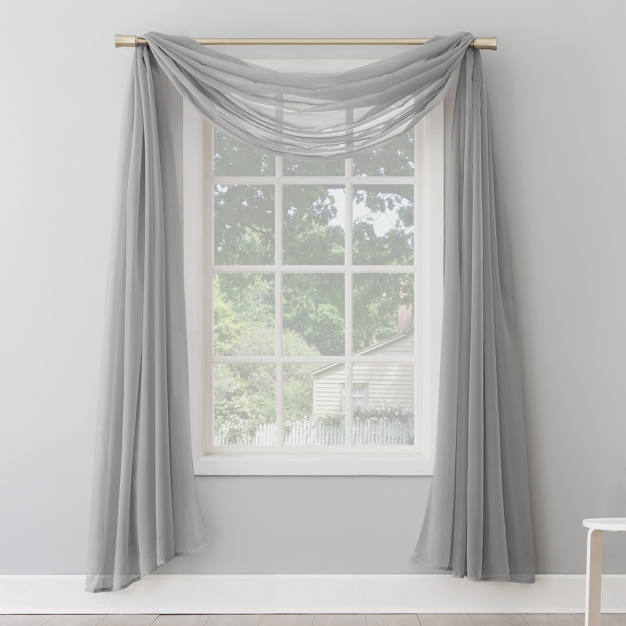 No. 918 Emily Voile Sheer Rod Pocket Window Curtain Scarf, Single Panel