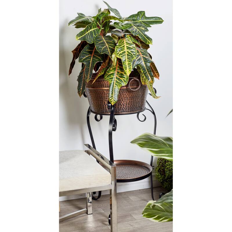 Metal Scroll Ice Bucket - Copper - Roche River Decor - 20"W x 20"L x 35"H