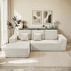 preview thumbnail 27 of 26, Indoor 108" Oversized Loveseat Sofa Lounge Chair with Fluffy Comfy Cloud Couch - 1 Set Left Armrest & Beige Color - 2 Piece