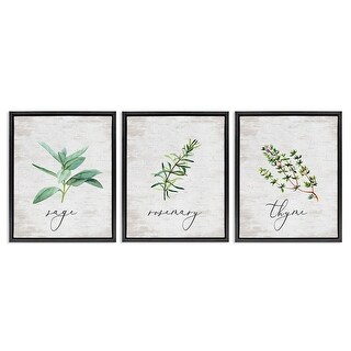 Stupell Charming Summer Kitchen Herbs Framed Floater Canvas Wall Art ...
