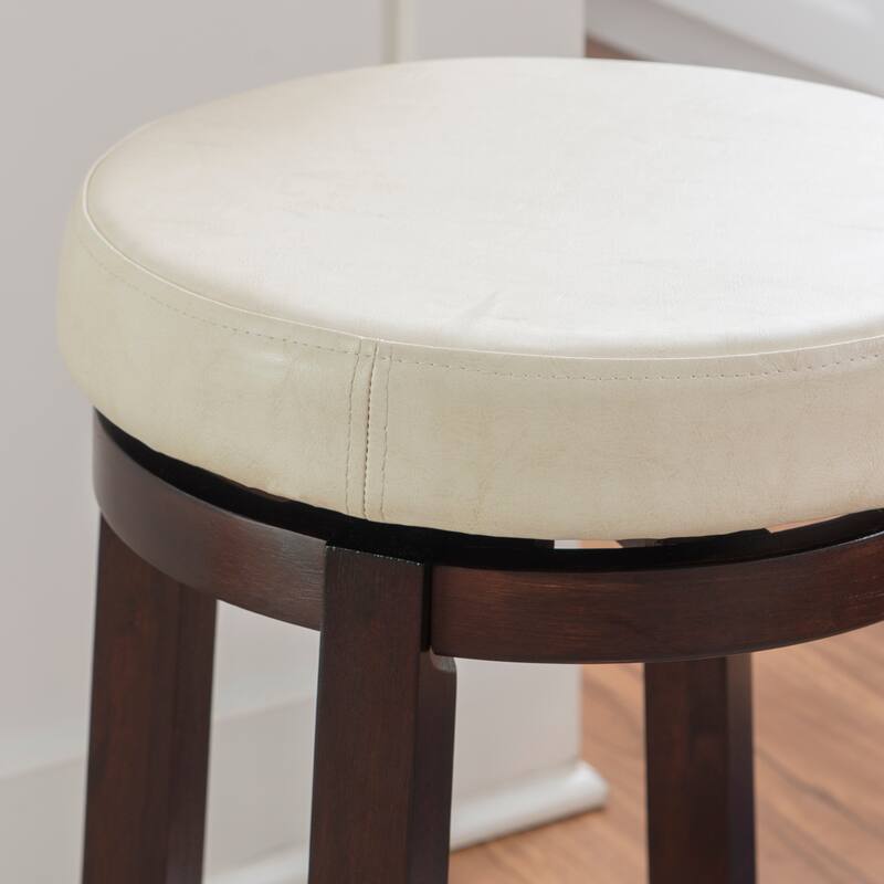Dorothy Cream Faux Leather Backless Swivel Counter Stool - N/A