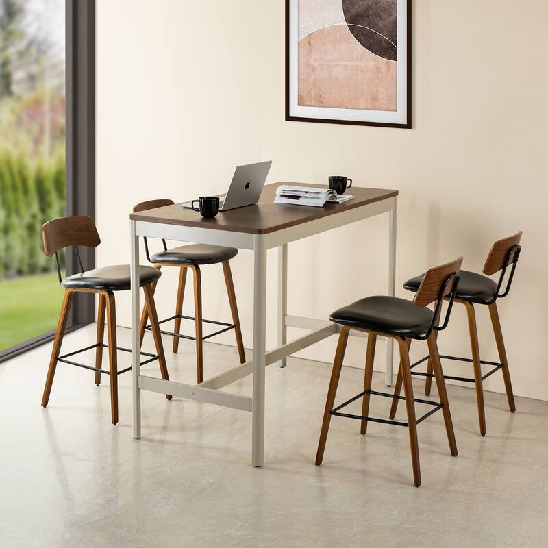 Glitzhome 40"H Rattan Back Swivel Bar Stool with Metal Legs Set of 2/4