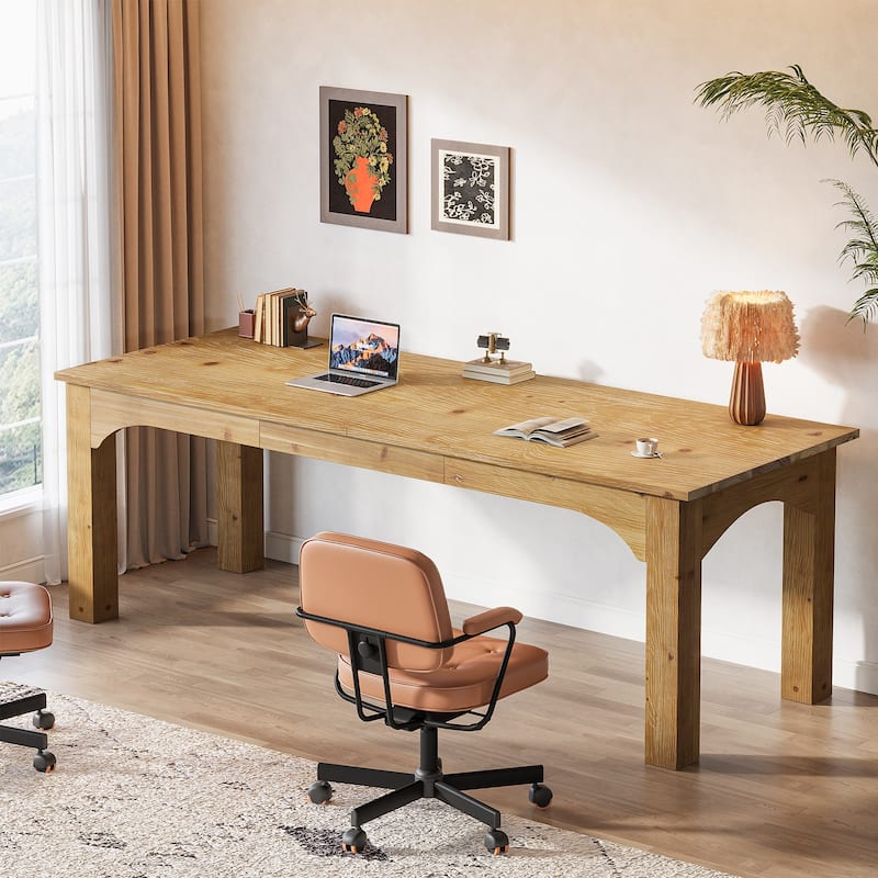 78.74 Inch Extra Long Solid Wood Computer Desk for 2 Person
