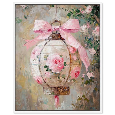 Rose Garden Lantern Canvas by Art Remedy