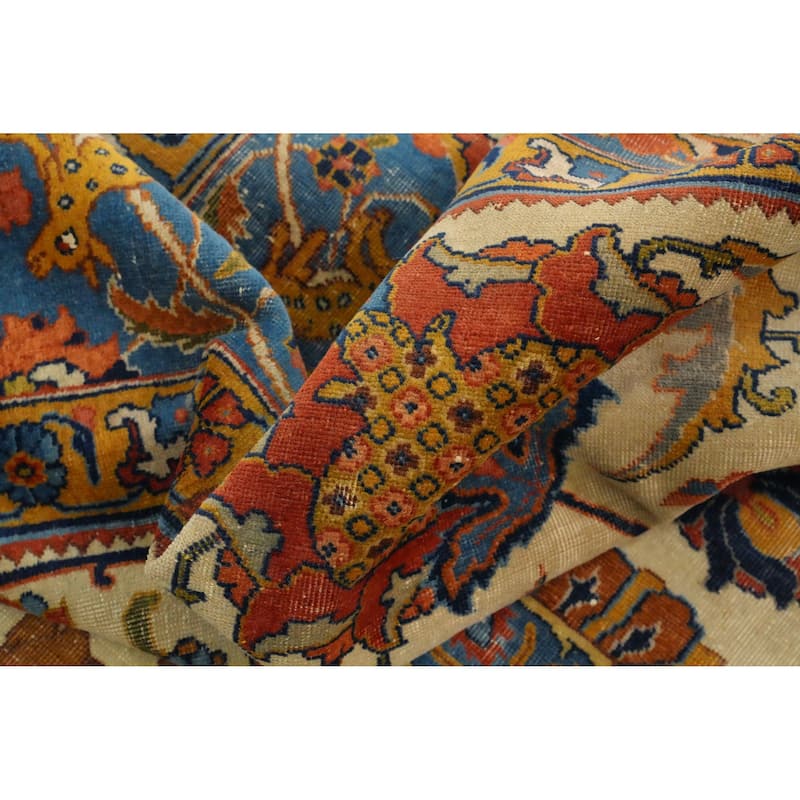 Hand Knotted Oriental 100% Wool Carpet Traditional All-Over Beige & Ivories Tabriz Area Rug - 12' 11'' X 10' 3''