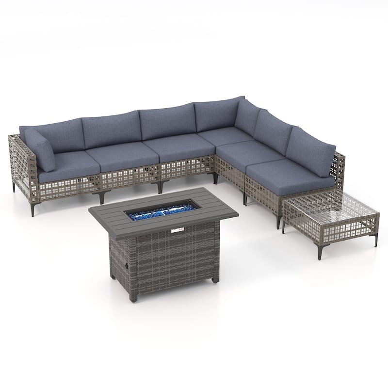 6 - Person Outdoor Sectional Seating Group with Fire Pit