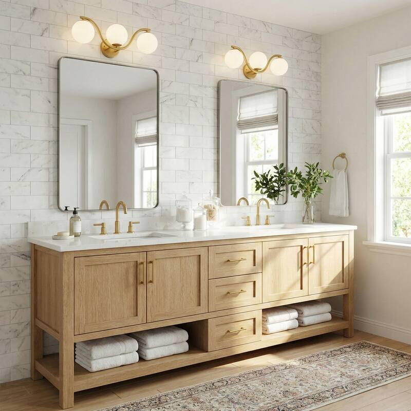 Acroma 3 - Light Gold Seel Wavy Dimmable Vanity Light