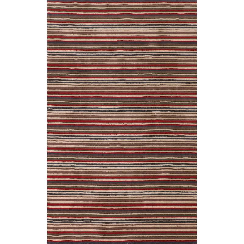 Multi-Color Striped Gabbeh Oriental Area Rug Handmade Wool Carpet - 5'1"x 8'4"