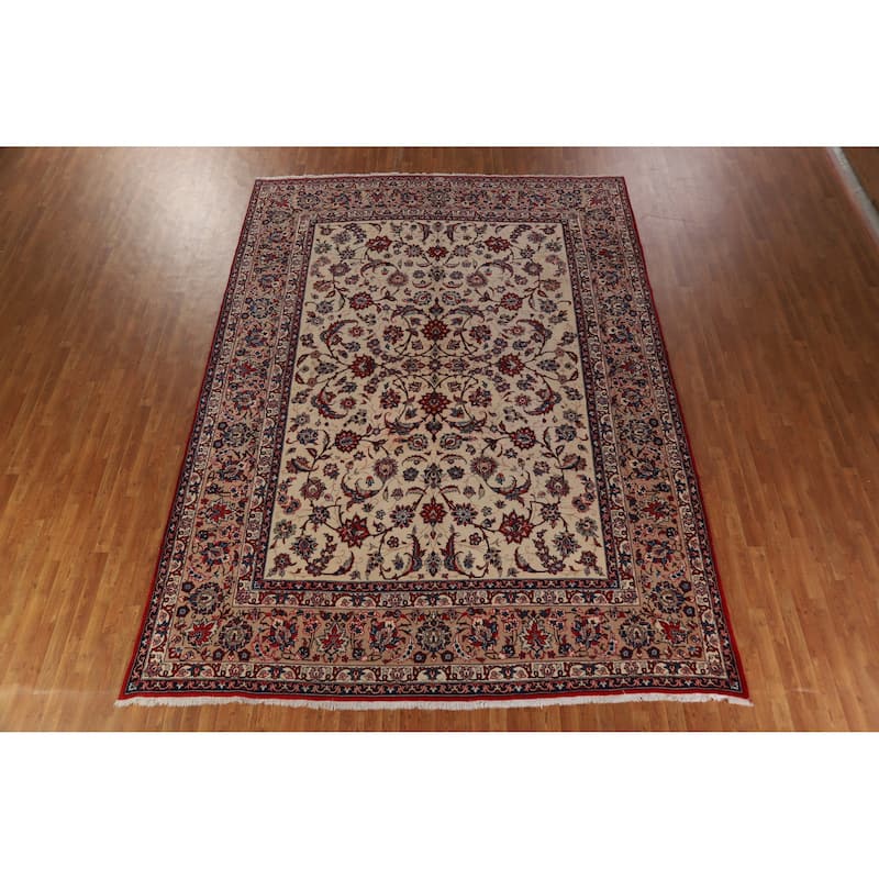 Hand Knotted Oriental 100% Wool Carpet Traditional All-Over Beige & Ivories Najafabad Area Rug - 13' 6'' X 9' 9''
