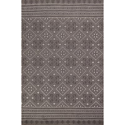 Geometric Trellis Moroccan Oriental Area Rug Hand-Knotted Wool Carpet - 5'1" x 7'11"