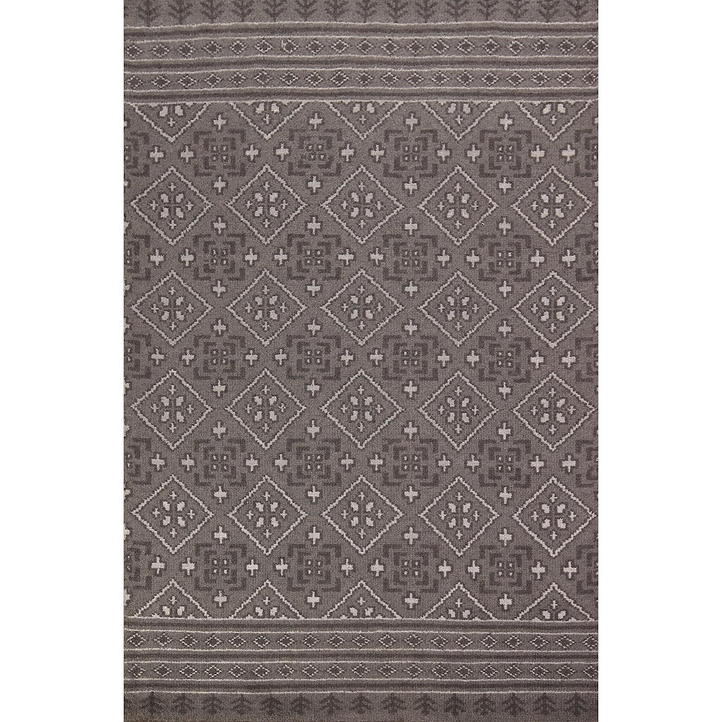 Geometric Trellis Moroccan Oriental Area Rug Hand-Knotted Wool Carpet - 5'1" x 7'11"
