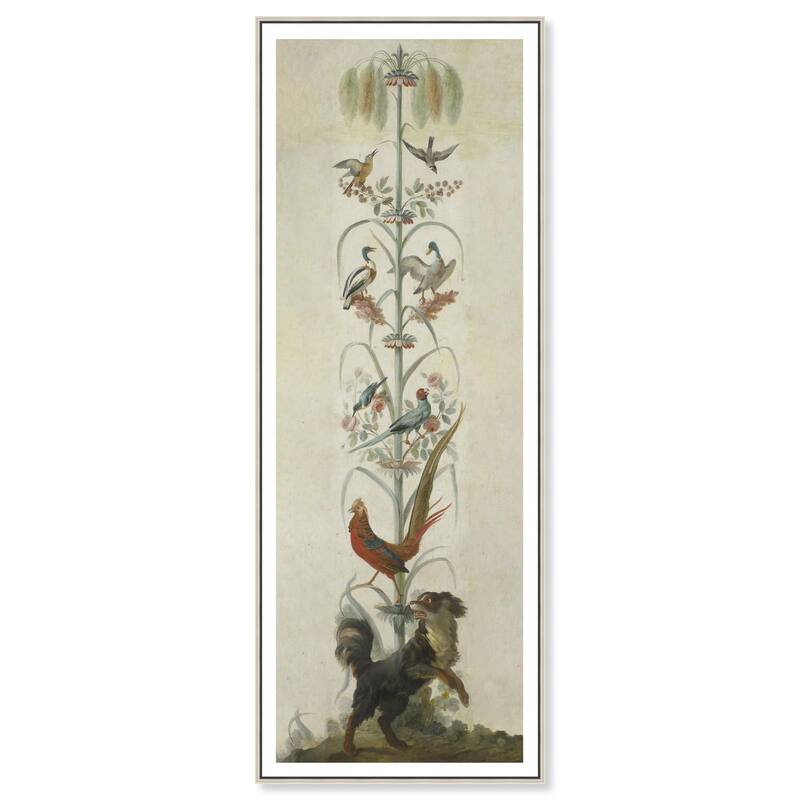 Birds and Flowers II Panoramic Canvas by Art Remedy - Silver - 20" x 54"