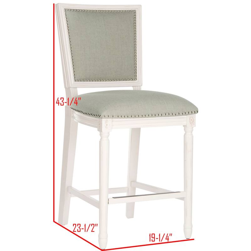 SAFAVIEH Judyth -26 Inch Light Grey/ Cream Rectangular Counter Stool (Set of 2) - 19.3" x 23.5" x 43.3" - 19Wx24Dx43H