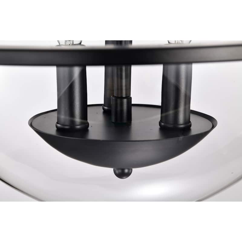Amado 3 Light Semi Flush Mount - Matte Black Finish - Clear Glass