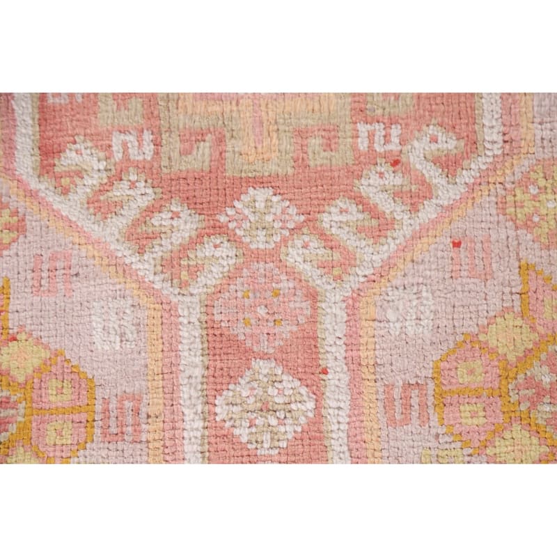 Tribal Pink Gabbeh Persian Vintage Runner Rug Handmade Wool Carpet - 3'9"x 9'2"