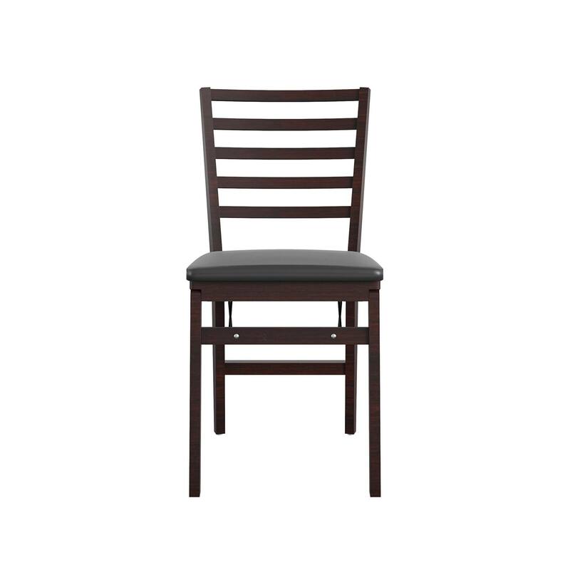 COSCO Contoured Back Wood Folding Chair with Fabric Seat, 2-Pack