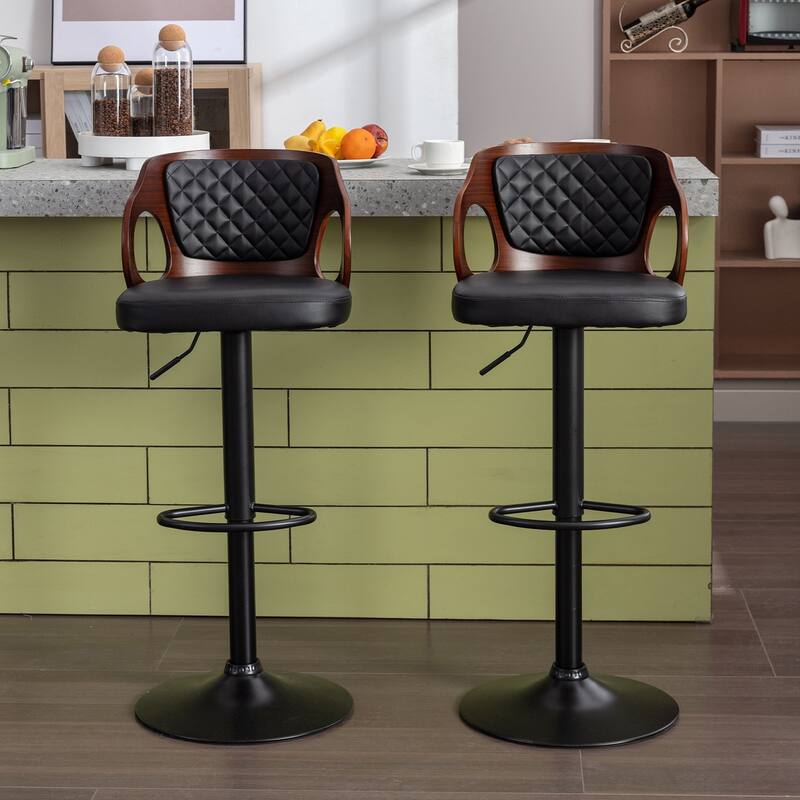 Swivel Bar Stools Set Kitchen Island Counter Height Bar Chairs Faux Leather Upholstered Armless Counter Stools