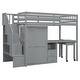 preview thumbnail 47 of 110, Twin/Full Size Loft Bed with Storage Staircase, Wardrobe and Desk, Solid Wood Loft Bedframe with 2 Storage Drawers and Shelves